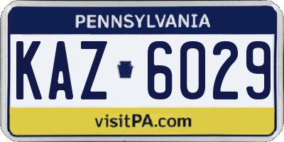 PA license plate KAZ6029