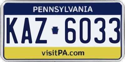 PA license plate KAZ6033