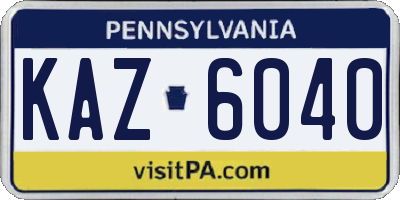 PA license plate KAZ6040