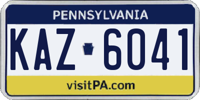 PA license plate KAZ6041