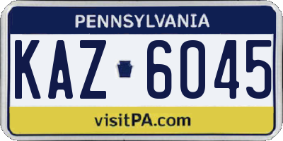 PA license plate KAZ6045