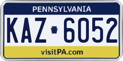 PA license plate KAZ6052
