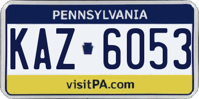 PA license plate KAZ6053