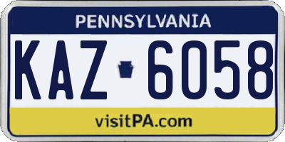 PA license plate KAZ6058