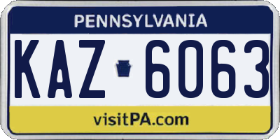 PA license plate KAZ6063