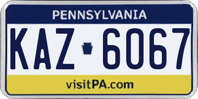 PA license plate KAZ6067