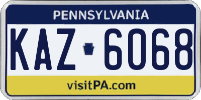 PA license plate KAZ6068