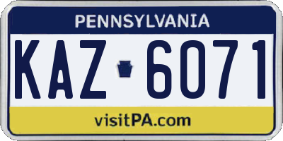 PA license plate KAZ6071