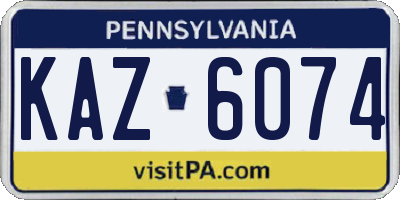 PA license plate KAZ6074