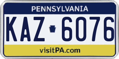 PA license plate KAZ6076