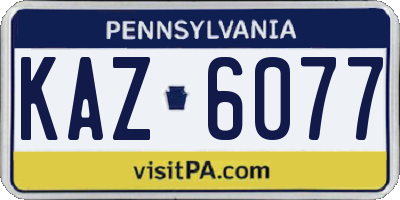 PA license plate KAZ6077
