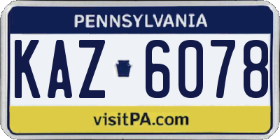 PA license plate KAZ6078