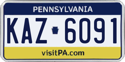 PA license plate KAZ6091