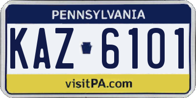 PA license plate KAZ6101