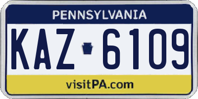 PA license plate KAZ6109