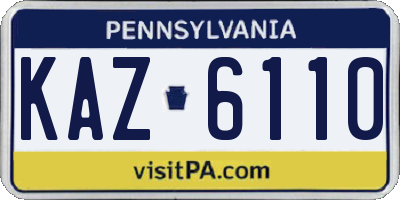 PA license plate KAZ6110