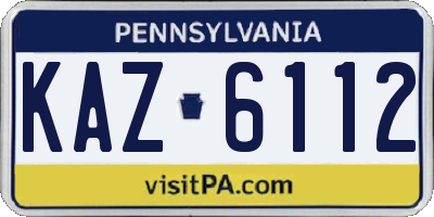 PA license plate KAZ6112