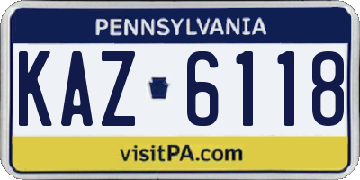 PA license plate KAZ6118