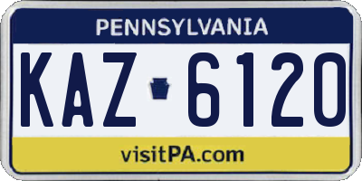 PA license plate KAZ6120