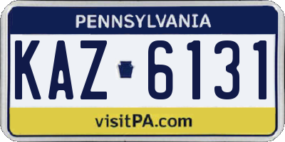 PA license plate KAZ6131