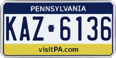 PA license plate KAZ6136