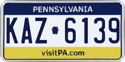PA license plate KAZ6139