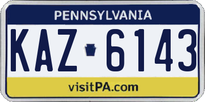 PA license plate KAZ6143