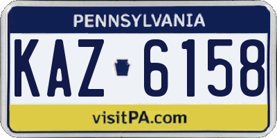 PA license plate KAZ6158