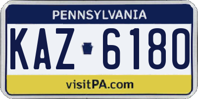 PA license plate KAZ6180