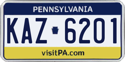 PA license plate KAZ6201