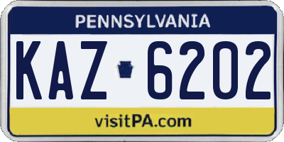 PA license plate KAZ6202
