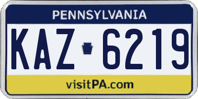 PA license plate KAZ6219