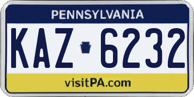 PA license plate KAZ6232