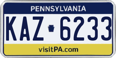 PA license plate KAZ6233