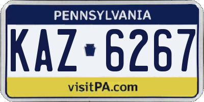 PA license plate KAZ6267