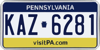 PA license plate KAZ6281