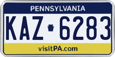PA license plate KAZ6283