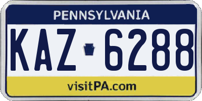 PA license plate KAZ6288