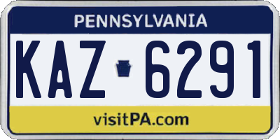 PA license plate KAZ6291