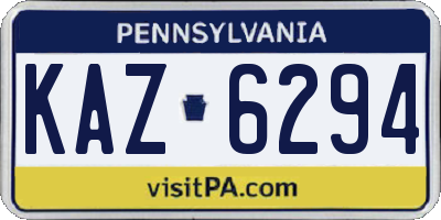 PA license plate KAZ6294