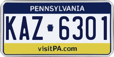 PA license plate KAZ6301