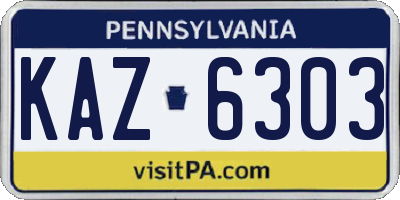 PA license plate KAZ6303