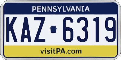 PA license plate KAZ6319
