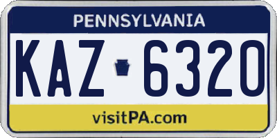 PA license plate KAZ6320