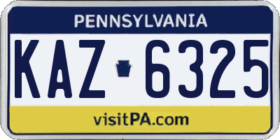 PA license plate KAZ6325