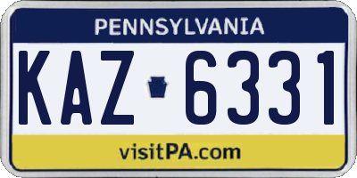 PA license plate KAZ6331