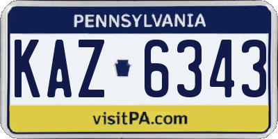 PA license plate KAZ6343