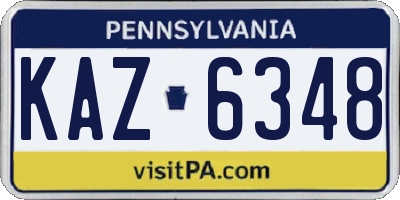 PA license plate KAZ6348