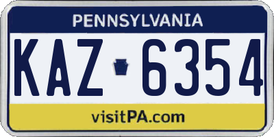 PA license plate KAZ6354