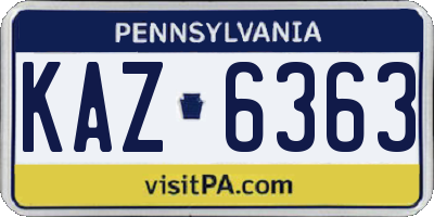 PA license plate KAZ6363